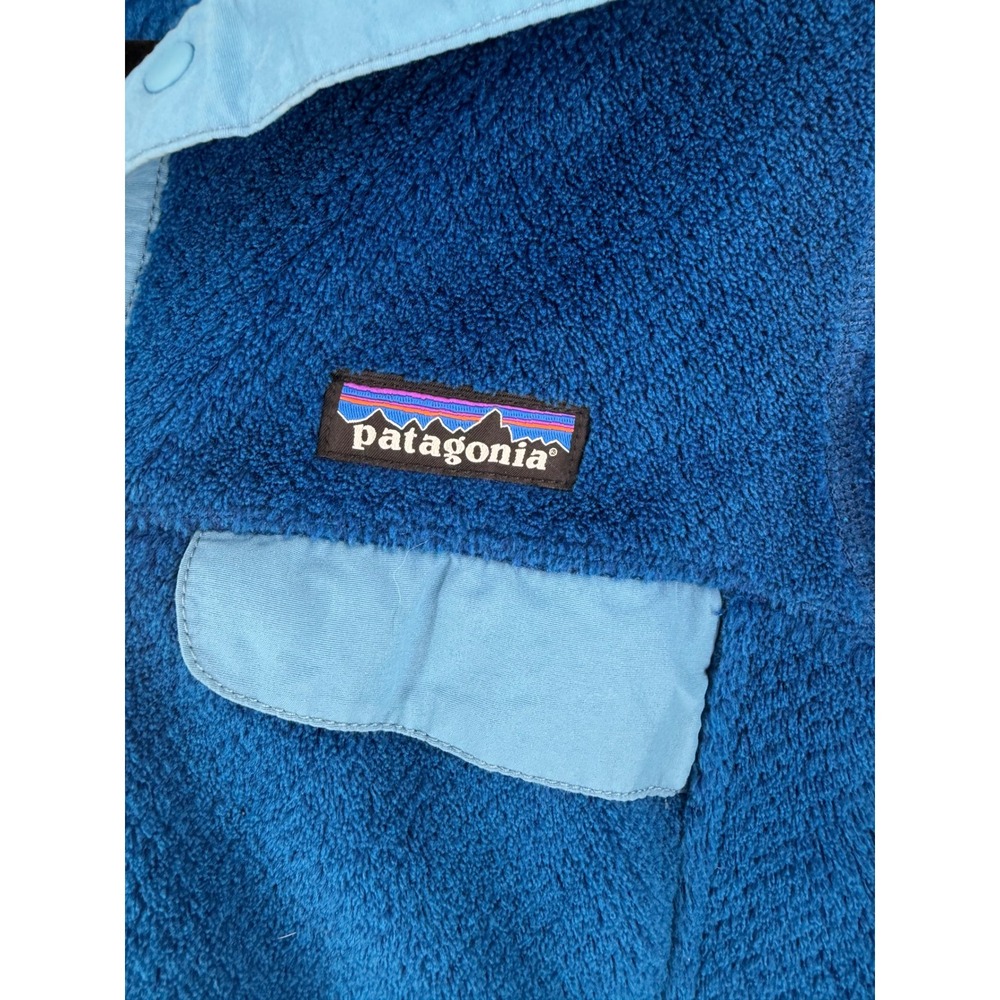 patagonia fleece pullover xxs royal blue fuzzy snap t winter outdoor jacket
